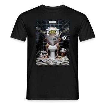 Frosch Toilette Zeitung lesen Geschenk - Männer T-Shirt - Schwarz - Vorne - AI Model Male 178 light (178cm)