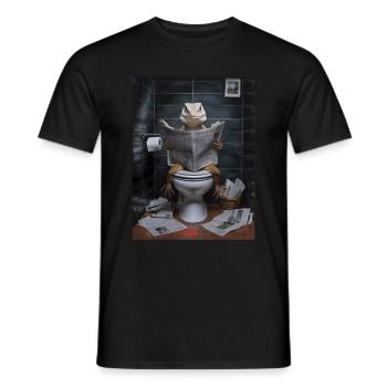 Eidechse Toilette Zeitung lesen Geschenk - Männer T-Shirt - Schwarz - Vorne - AI Model Male 178 light (178cm)