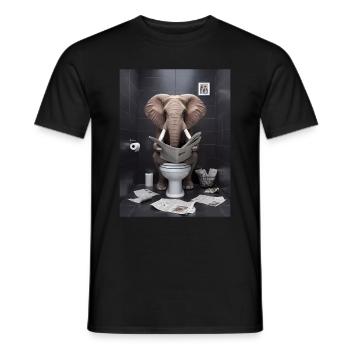 Elefant Toilette Zeitung lesen Geschenk - Männer T-Shirt - Schwarz - Vorne - AI Model Male 178 light (178cm)