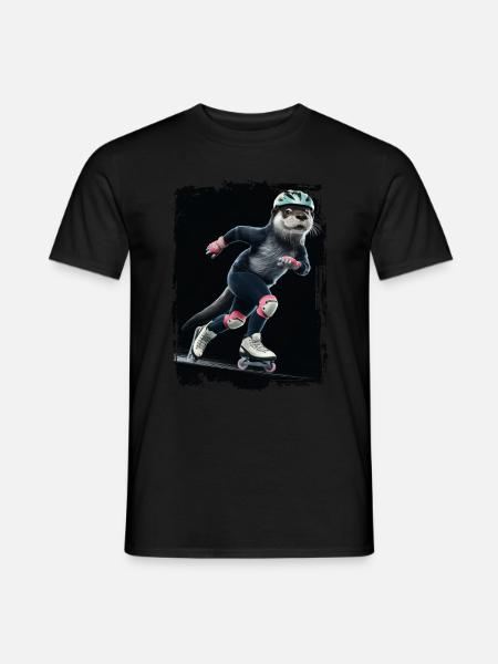 Otter Skaten Geschenk - Männer T-Shirt - Schwarz