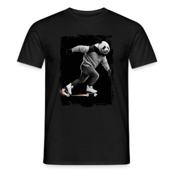Panda Skaten Geschenk - Männer T-Shirt - Schwarz - Vorne - AI Model Male 178 light (178cm)