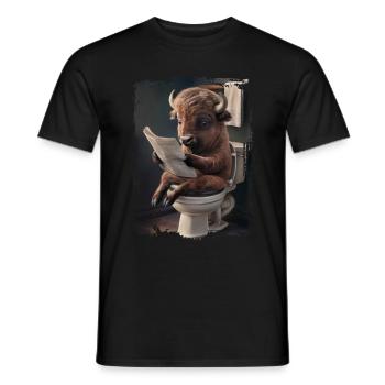 Bison-Toilette Geschenk - Männer T-Shirt - Schwarz - Vorne - AI Model Male 178 light (178cm)