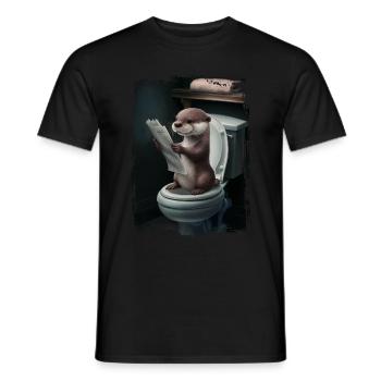 Otter-Toilette Geschenk - Männer T-Shirt - Schwarz - Vorne - AI Model Male 178 light (178cm)