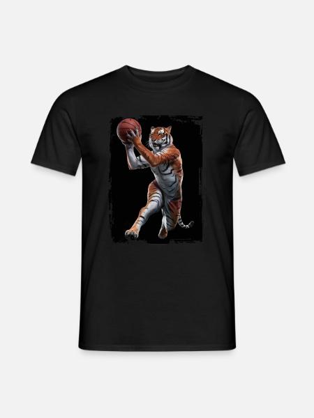 Tiger spielt Basketball Geschenk - Männer T-Shirt - Schwarz