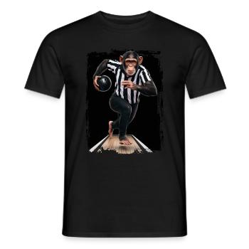 Schimpanse spielt Bowling Geschenk - Männer T-Shirt - Schwarz - Vorne - AI Model Male 178 light (178cm)