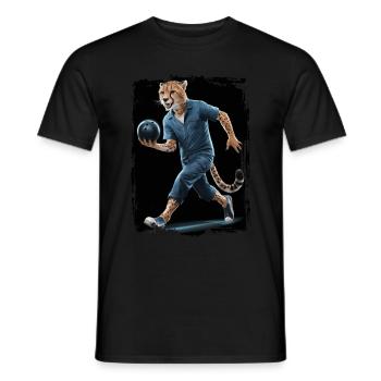 Gepard spielt Bowling Geschenk - Männer T-Shirt - Schwarz - Vorne - AI Model Male 178 light (178cm)