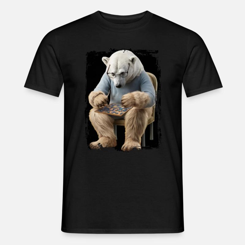 Eisbär spielt Puzzle Geschenk - Männer T-Shirt - Schwarz