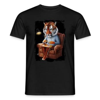 Tiger spielt Puzzle Geschenk - Männer T-Shirt - Schwarz - Vorne - AI Model Male 178 light (178cm)