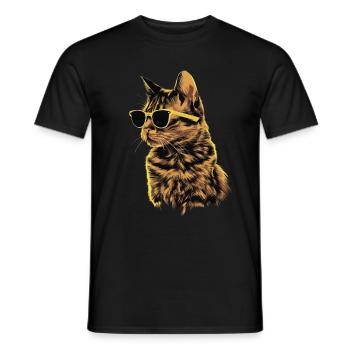 Chartreux-Katzen-Sonnenbrille Geschenk - Männer T-Shirt - Schwarz - Vorne - AI Model Male 178 light (178cm)