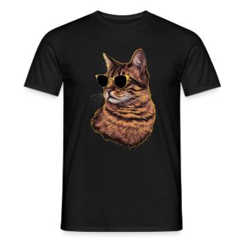 Sonnenbrill mit Katzenmotiv Havanna-Braun Geschenk - Männer T-Shirt - Schwarz - Vorne - AI Model Male 178 light (178cm)