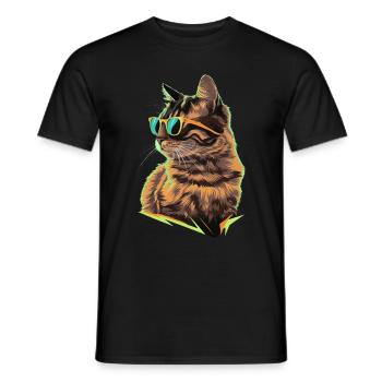 Sonnenbrille für Türkisch Angora-Katze Geschenk - Männer T-Shirt - Schwarz - Vorne - AI Model Male 178 light (178cm)