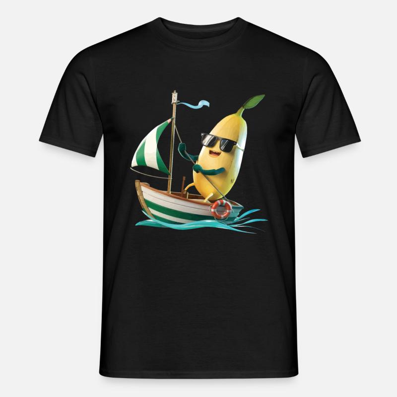 Obst Banane Bootfahren Geschenk - Männer T-Shirt - Schwarz