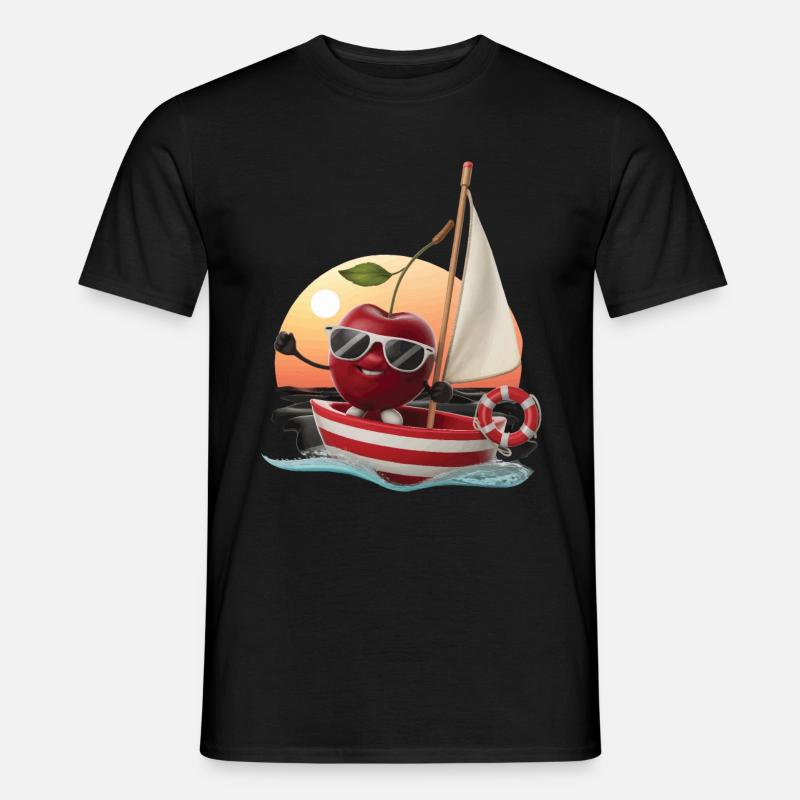Obst Kirsche Bootfahren Geschenk - Männer T-Shirt - Schwarz