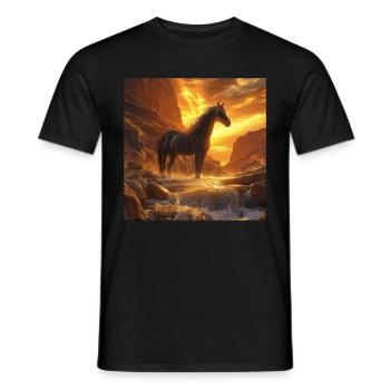 Pferd - Männer T-Shirt - Schwarz - Vorne - AI Model Male 178 light (178cm)