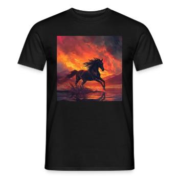 Pferd - Männer T-Shirt - Schwarz - Vorne - AI Model Male 178 light (178cm)