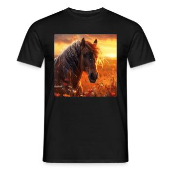 Pferd - Männer T-Shirt - Schwarz - Vorne - AI Model Male 178 light (178cm)