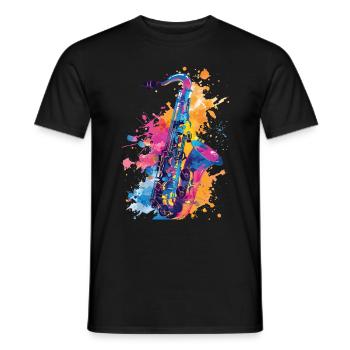 Saxophon - Männer T-Shirt - Schwarz - Vorne - AI Model Male 178 light (178cm)