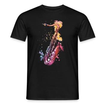 Saxophon - Männer T-Shirt - Schwarz - Vorne - AI Model Male 178 light (178cm)