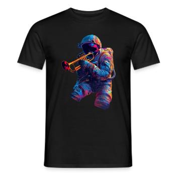 Astronaut Trumpet - Men's T-Shirt - black - Front - AI Model Male 178 light (178cm)