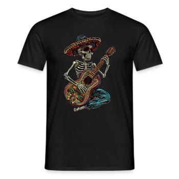 Guitare squelette mexicaine - T-shirt homme - noir - Devant - AI Model Male 178 light (178cm)