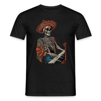 Piano Squelette Mexicain - T-shirt homme - noir - Devant - AI Model Male 178 light (178cm)