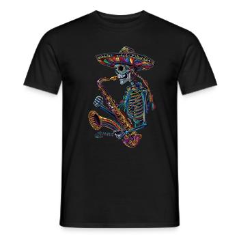 Saxophone Squelette Mexicain - T-shirt homme - noir - Devant - AI Model Male 178 light (178cm)
