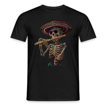 Flûte Squelette Mexicain - T-shirt homme - noir - Devant - AI Model Male 178 light (178cm)