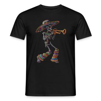 Trompette mexicaine squelette - T-shirt homme - noir - Devant - AI Model Male 178 light (178cm)