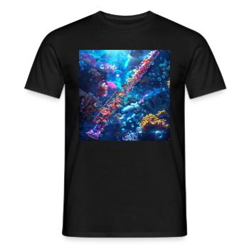 Querflöte - Männer T-Shirt - Schwarz - Vorne - AI Model Male 178 light (178cm)