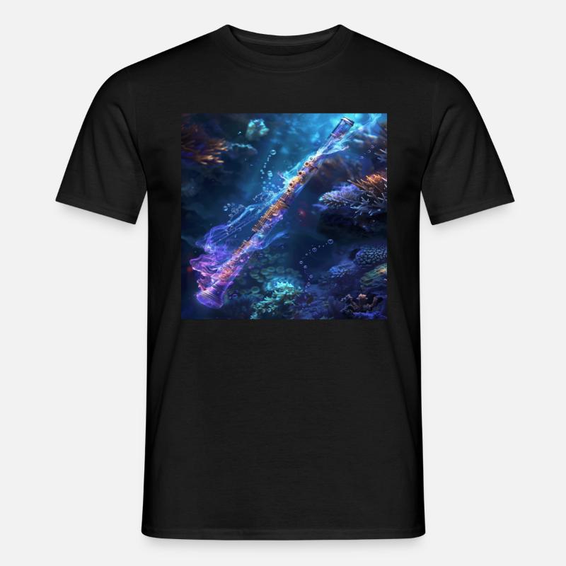 Querflöte - Männer T-Shirt - Schwarz