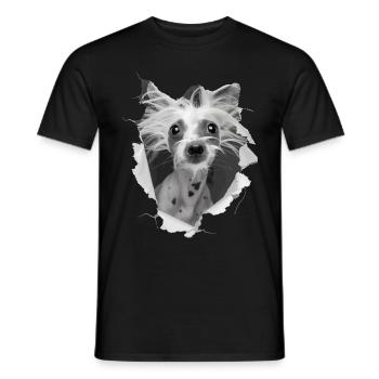 Chinesischer Schopfhund - Männer T-Shirt - Schwarz - Vorne - AI Model Male 178 light (178cm)
