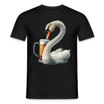 Schwanen Bier - Männer T-Shirt - Schwarz - Vorne - AI Model Male 178 light (178cm)