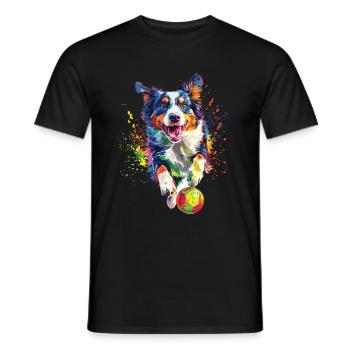 Australischer Schäferhund - Männer T-Shirt - Schwarz - Vorne - AI Model Male 178 light (178cm)