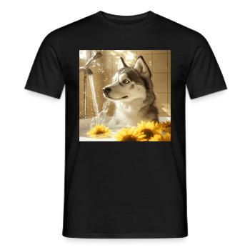 Sibirischer Husky - Männer T-Shirt - Schwarz - Vorne - AI Model Male 178 light (178cm)