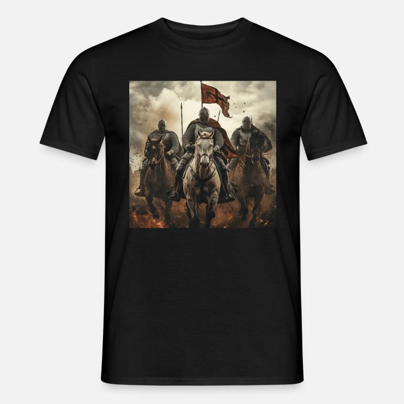 Ritter auf Pferd - Männer T-Shirt - Schwarz