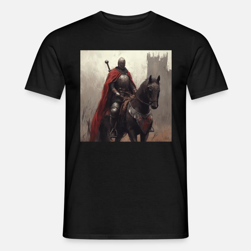 Ritter auf Pferd - Männer T-Shirt - Schwarz