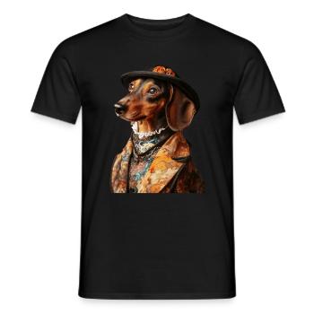 Dackel - Männer T-Shirt - Schwarz - Vorne - AI Model Male 178 light (178cm)