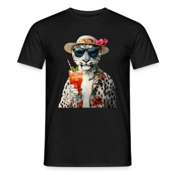 Schneeleopard - Männer T-Shirt - Schwarz - Vorne - AI Model Male 178 light (178cm)