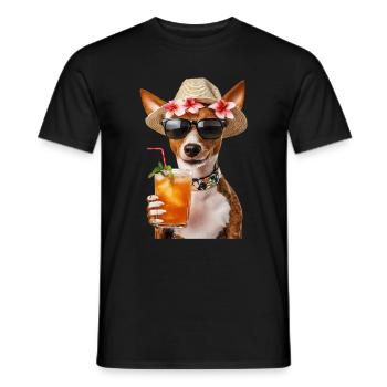 Basenji - Männer T-Shirt - Schwarz - Vorne - AI Model Male 178 light (178cm)