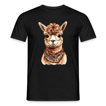 Conception d’animaux d’alpaga - Illustration graphique amusante - T-shirt homme - noir - Devant - AI Model Male 178 light (178cm)