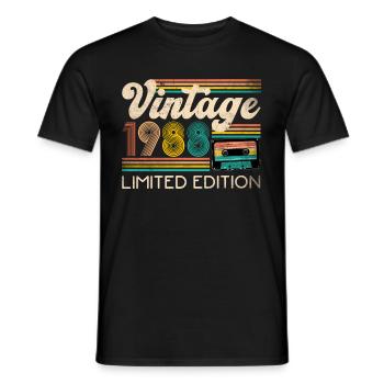 Vintage 1988 Kassette Mixtape - 33. Geburtstag - Männer T-Shirt - Schwarz - Vorne - AI Model Male 178 light (178cm)
