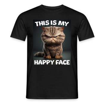 Funny Cats Shirt Grumpy - Men's T-Shirt - black - Front - AI Model Male 178 light (178cm)