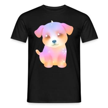 cute sparkly dog - colorful puppy - kawaii - Men's T-Shirt - black - Front - AI Model Male 178 light (178cm)