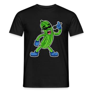 Gurke singt lustige Illustration Gemüse Geschenk - Männer T-Shirt - Schwarz - Vorne - AI Model Male 178 light (178cm)