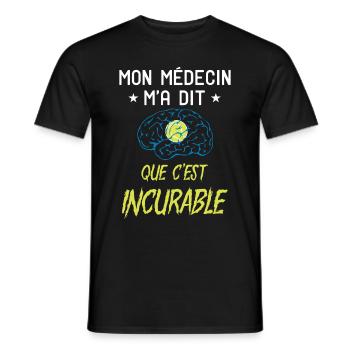 Humour Tennis Maladie Incurable - T-shirt homme - noir - Devant - AI Model Male 178 light (178cm)