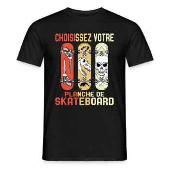 Planche à roulettes vintage - T-shirt homme - noir - Devant - AI Model Male 178 light (178cm)