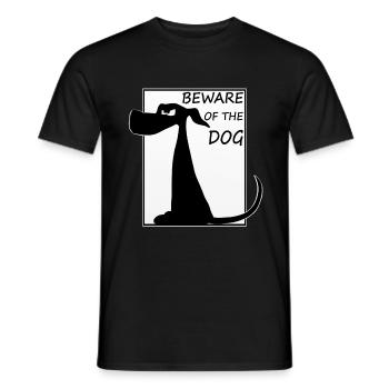 Drôle de chemise / autocollant de chien. Méfiez-vous du chien - T-shirt homme - noir - Devant - AI Model Male 178 light (178cm)
