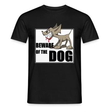Drôle de chemise / autocollant de chien. Méfiez-vous du chien - T-shirt homme - noir - Devant - AI Model Male 178 light (178cm)