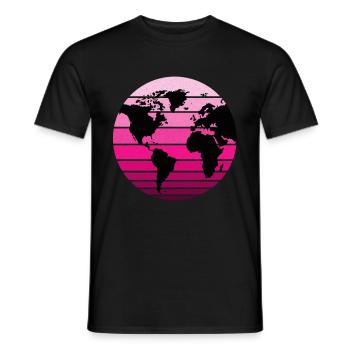 Weltkugel, Erde, im retro vintage Look. Erdkugel - Männer T-Shirt - Schwarz - Vorne - AI Model Male 178 light (178cm)