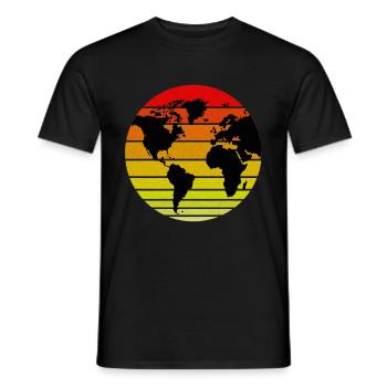 Weltkugel, Erde, im retro vintage Look. Erdkugel - Männer T-Shirt - Schwarz - Vorne - AI Model Male 178 light (178cm)